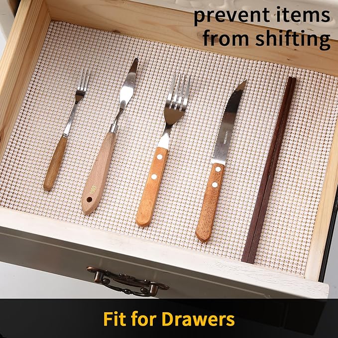 iwtmm Drawer Shelf and Cabinet Liners Non-Adhesive Extra Strong Grip - Keep Items in Place for Kitchen, Bathroom, Office & Wardrobe, Heavy Duty Anti-Slip Liners for Cabinets, Cupboards, Drawers