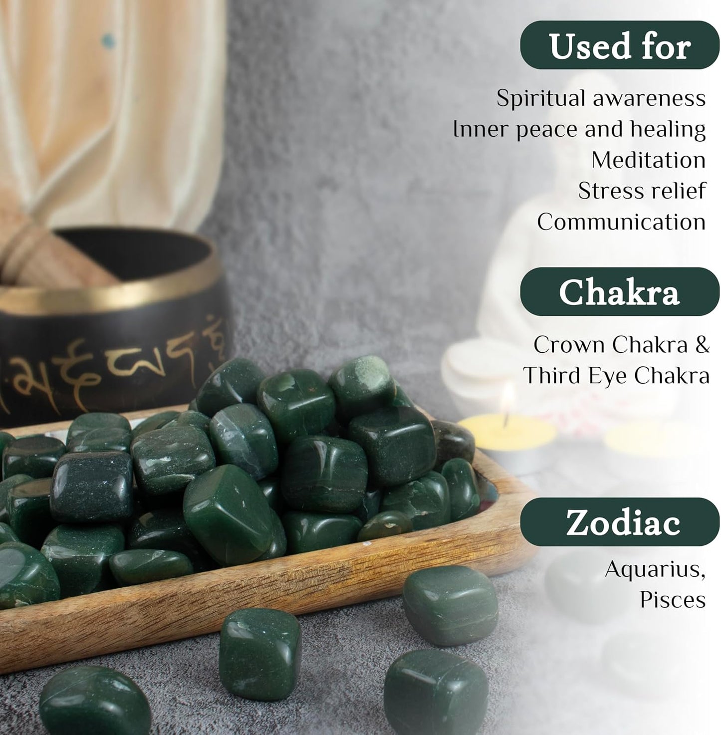 Crocon Stones Set | Pocket Crystal Healing Gemstones | Tumble Collection Palm Stone | Good Luck |Charm Gift Craft | Home Decor 1 LB (Green Aventurine Tumble, 1 LB)