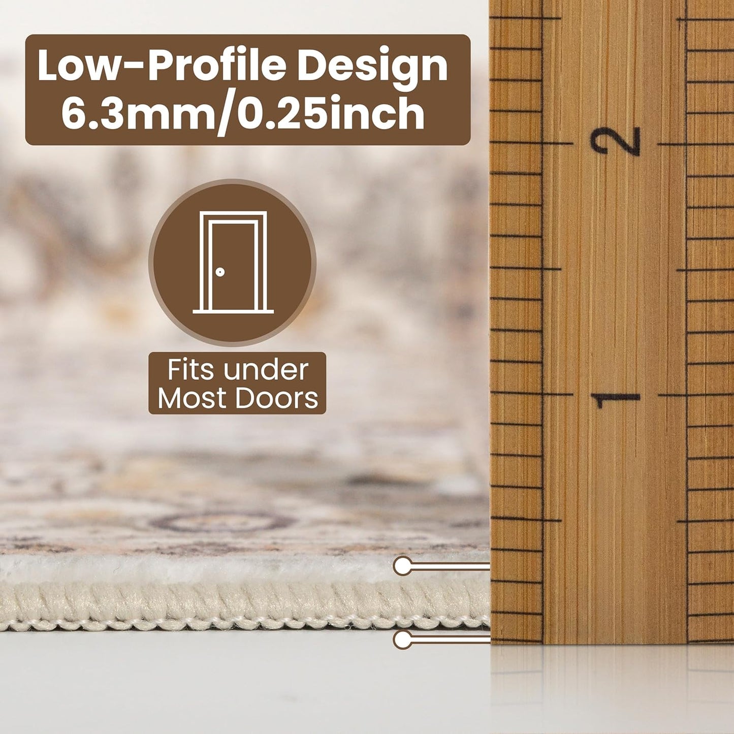 Washable Runner Rug 2x6 | Non Slip Rug Runners for Hallways, Entryways, Kitchens, Bathrooms, Bedrooms | Ultra-Soft Flannel Carpet Runners with Rubber Backing (Yellow Beige, 2x6)