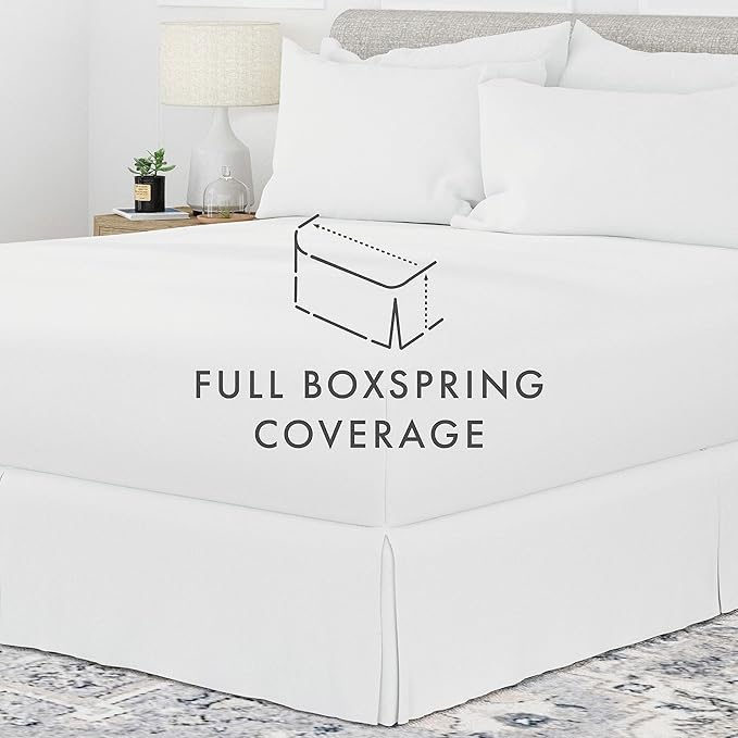 Linen Market Bed Skirt - Ultra Soft Microfiber - Easy Fit with 14 Inch Tailored Drop - Hotel Quality, Shrinkage & Fade Resistant - Bed Cover - Twin XL Bed Skirts - Bedroom Décor - (Twin XL, White)