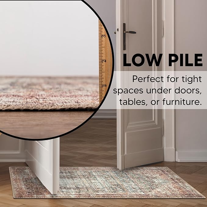 Keen Home Design 2x3 Rug - Machine Washable Entry Rug with Non-Slip Backing, Ideal for Enteryway, Kitchen, Bathroom, Laundry Room - Vintage, Easy Clean, Durable, Low Pile - (2' x 3')