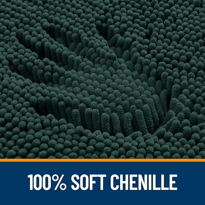 OLANLY Bathroom Rugs 59x20, Extra Soft Absorbent Chenille Bath Rugs, Rubber Backing Quick Dry, Machine Washable Bath Mats for Bathroom Floor, Tub and Shower, Home Decor Accessories, Blackish Green