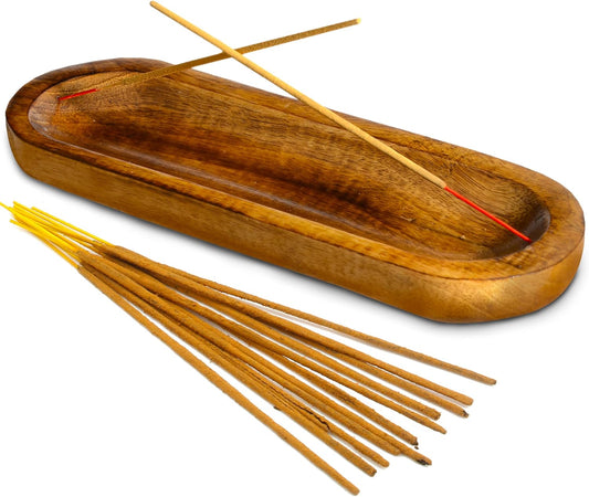Incense Holder-Incense Burner/Ash Catcher-Handmade Wooden Insence Tray Home Decor 11x4x1.2 Inches