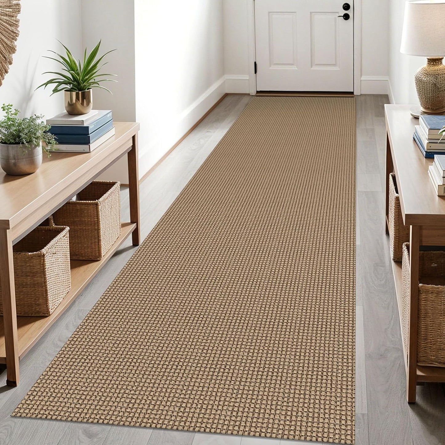 KOZYFLY Boho Runners for Hallways 3x10 ft Washable Kitchen Runner Non Slip Rubber Backed Hallway Rugs Cotton Entryway Runner Rug Floor Carpet for Indoor Hall, Backdoor, Kitchen, Tan/Orange/Brown