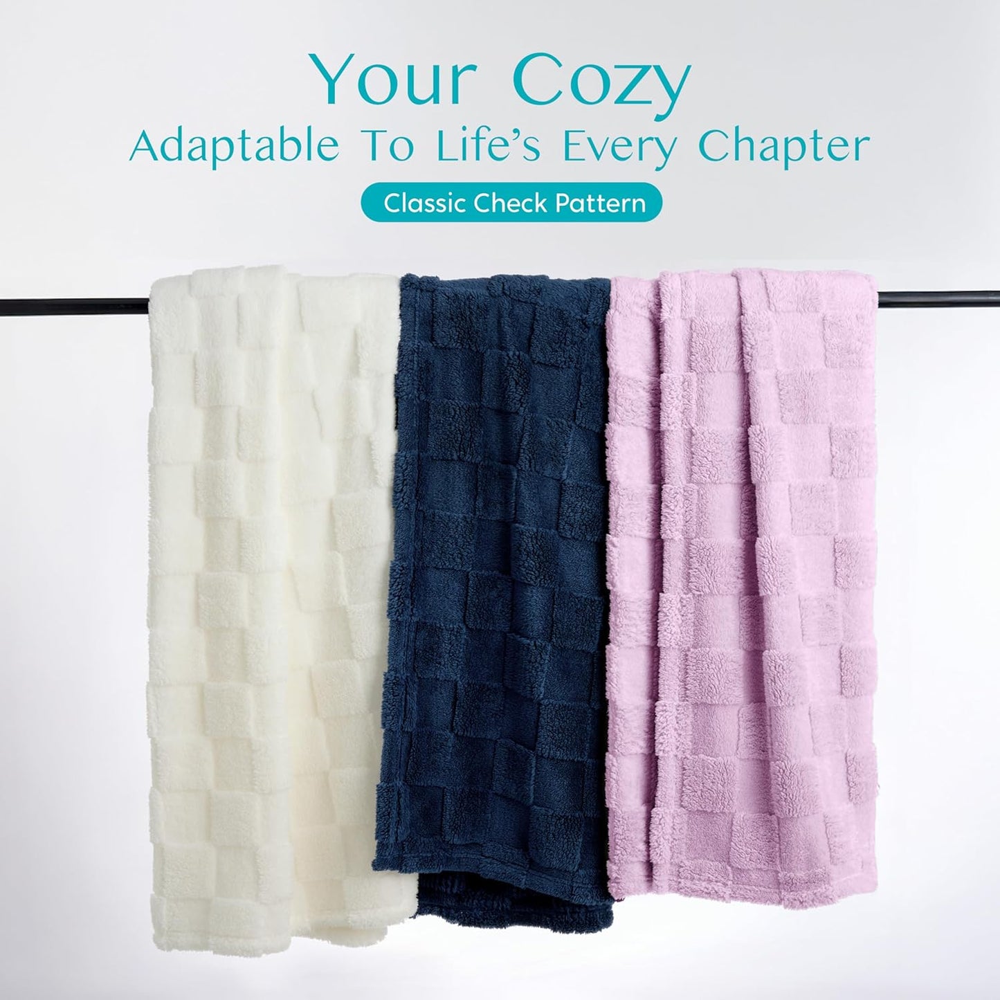 Joiedomi Twin Blanket for Bed, Soft Fleece Checkered Blankets Gifts for Women Mom Girls, 280GSM Cozy Cute Soft Throw Home Room Decor Aesthetic Gifts 60x80 Inches