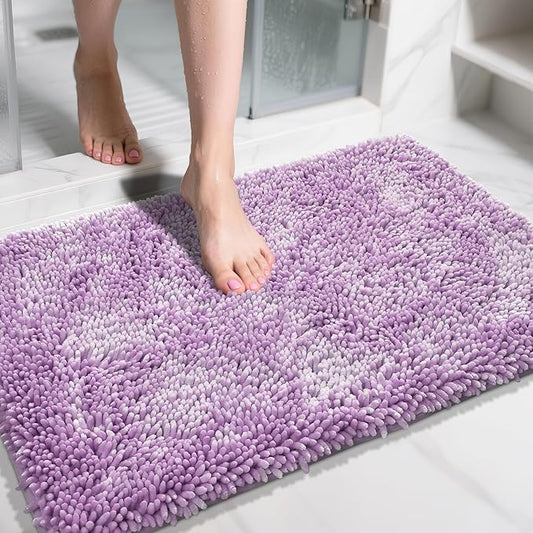 Yimobra Large Bathroom Rug Non Slip 36x24 Inch, Extra Thick Soft Absorbent Chenille Bath Mat, Machine Washable Quick Dry Bath Rugs for Bathroom Floor, Tub and Shower, Home Decor Accessories, Lilac