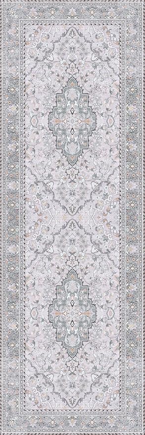 Washable Runner Rug 2x6 | Non Slip Rug Runners for Hallways, Entryways, Kitchens, Bathrooms, Bedrooms | Ultra-Soft Flannel Carpet Runners with Rubber Backing (Frosted Taupe, 2x6)