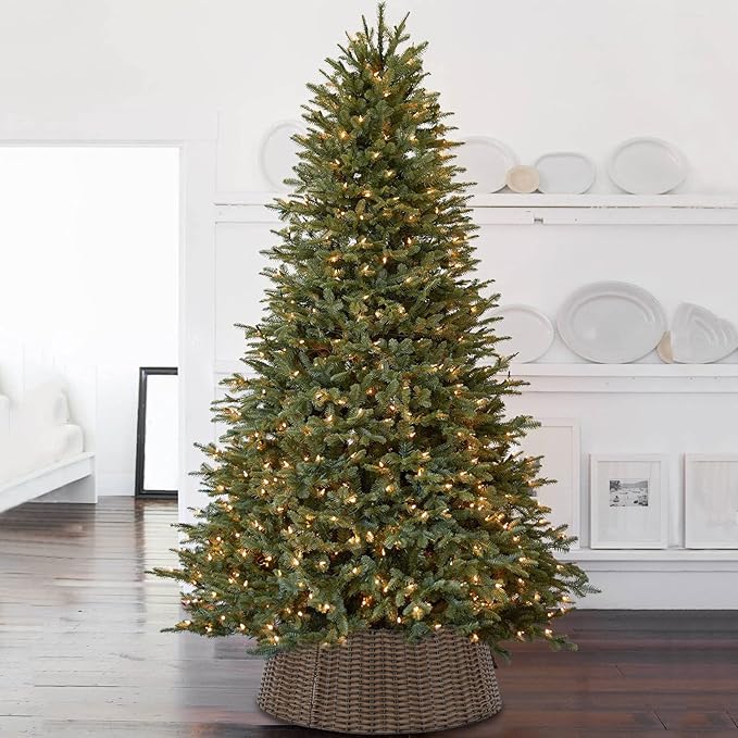 SUNNYPARK Christmas Tree Collar, 23'' D Handmade Artificial Rattan Wicker Christmas Stand Tree Collar Basket Base Cover for Holiday Decoration-Round Brown …