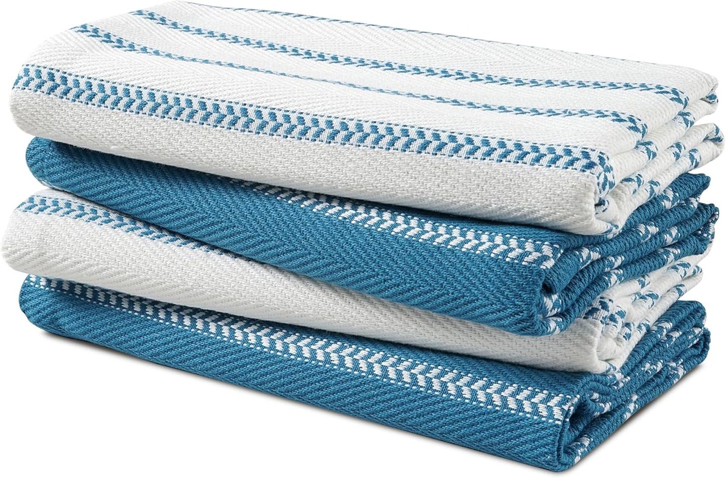 LANE LINEN Kitchen Towels Set - Pack of 4 Cotton Dish Towels for Drying Dishes, 18”x 28”, Absorbent Tea Towels, Quick Drying Kitchen Towel Set - Blue Saphire