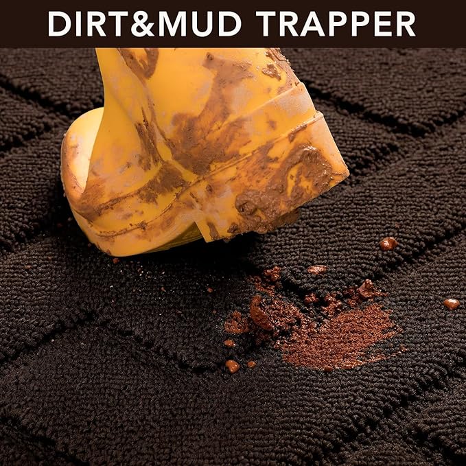 hicorfe Indoor Door Mat,Non Slip Door Mats,32"x48" Front Back Door Mat Rubber Backing,Absorbent Resist Dirt Entrance Inside Floor Mats for Entryway Washable Low-Profile(Coffee)