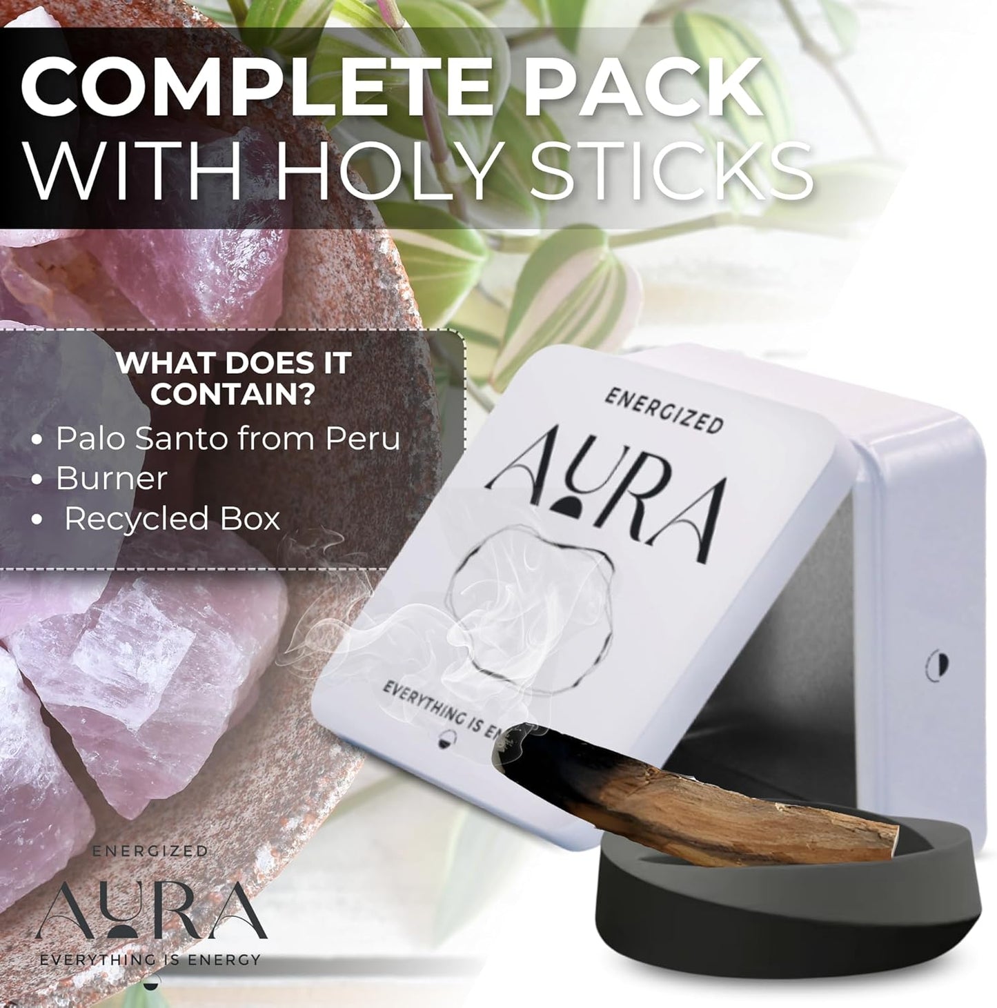 5 Palo Santo Sticks - Palo Santo Holder - Palo Santo Burner - PaloSanto Sticks with Holder - Palosanto Stick - Meditation Accessories