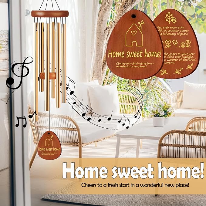 House Warming Gifts New Home,New Home Gift Ideas， Home Sweet Home，House Warming Gift，BestGifts for Housewarming，House Warming Gifts for Women or Men，26 Inch Wind Chimes