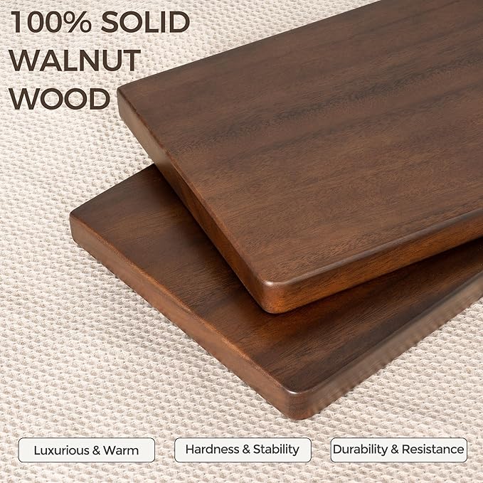 36" Rustic Walnut Wood Floating Shelves, 8 Inch Deep Wall Shelves for Home Decor, Wall Mounted Floating Shelf with Invisible Bracket, Heavy-Duty Storagefor Living Room, Bedroom, Kitchen, Set of 2