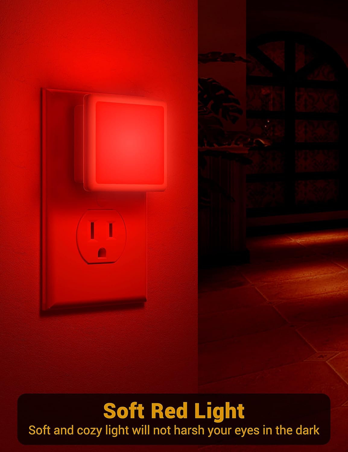 JandCase Red Night Light, Red NightLight[2 Pack],0.3W LED Night Light with Auto Light Sensor,Night Lamp Plug into Wall for Bedroom,Corridor,Hallway,Non-dimmable
