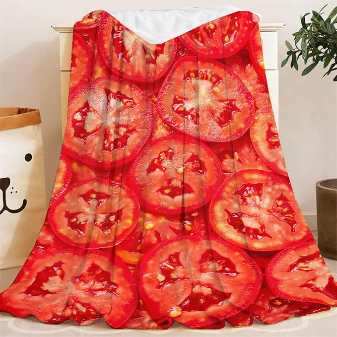 Tomatoes Blanket Food Fleece Lightweight Throws Gift for Birthday Christmas Soft Flannel Blankets for All Season Bed Sofa Twin-60"x80"