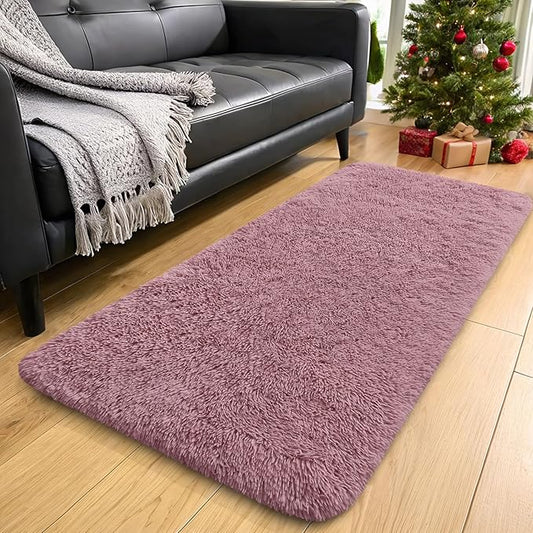 OLANLY 2x4 Machine Washable Runner Rugs for Hallway, Soft Fluffy Shaggy Bedside Rugs for Bedroom, Living Room, Indoor Floor Carpet for Kids Girls and Boys, Nursery Rooms, Home Decor Aesthetic, Blush