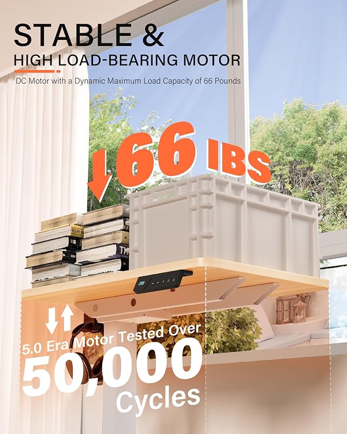 Mobile Standing Desk with Wheels - Electric Height Adjustable Small Movable Laptop Desk, Portable Rolling Computer Workstation Sit Stand Table for Home Office, Sofa & Bedside Use(23.6",Natural)