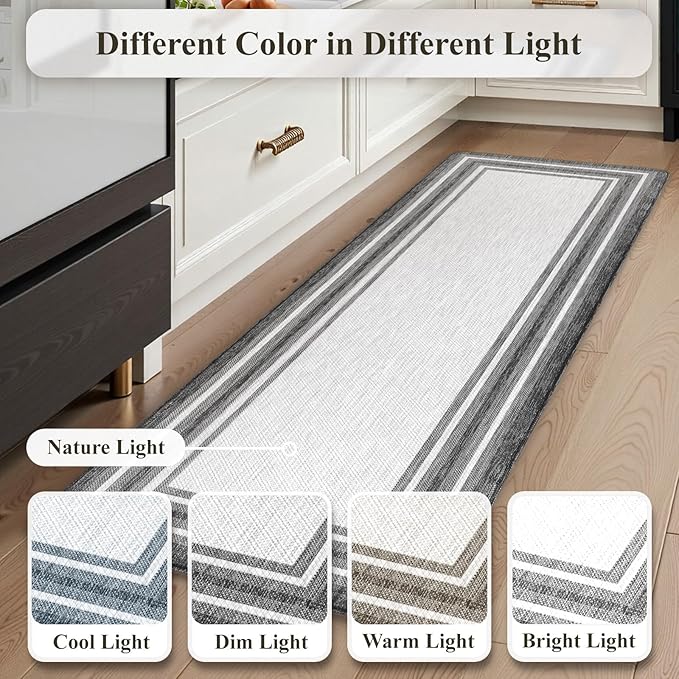 KIMODE Kitchen Mats for Floor Cushioned Anti Fatigue, Farmhouse Kitchen Runner Rug, Non Slip Kitchen Floor Mat, Comfort Padded Standing Desk Mat for Sink Laundry Office Gray 20"x71"