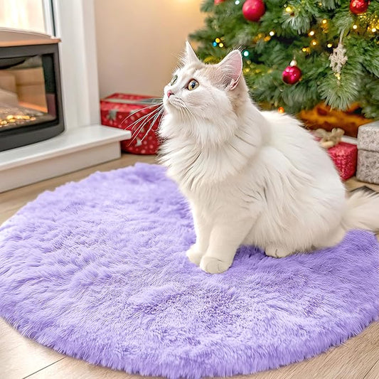 OLANLY Light Purple Round Rugs for Bedroom - Machine Washable, 2 ft Circle Area Rugs for Living Room, Soft and Fluffy Shaggy Carpet for Teen Girls and Boys, Nursery Rooms, Dorms, Home Decor Aesthetic