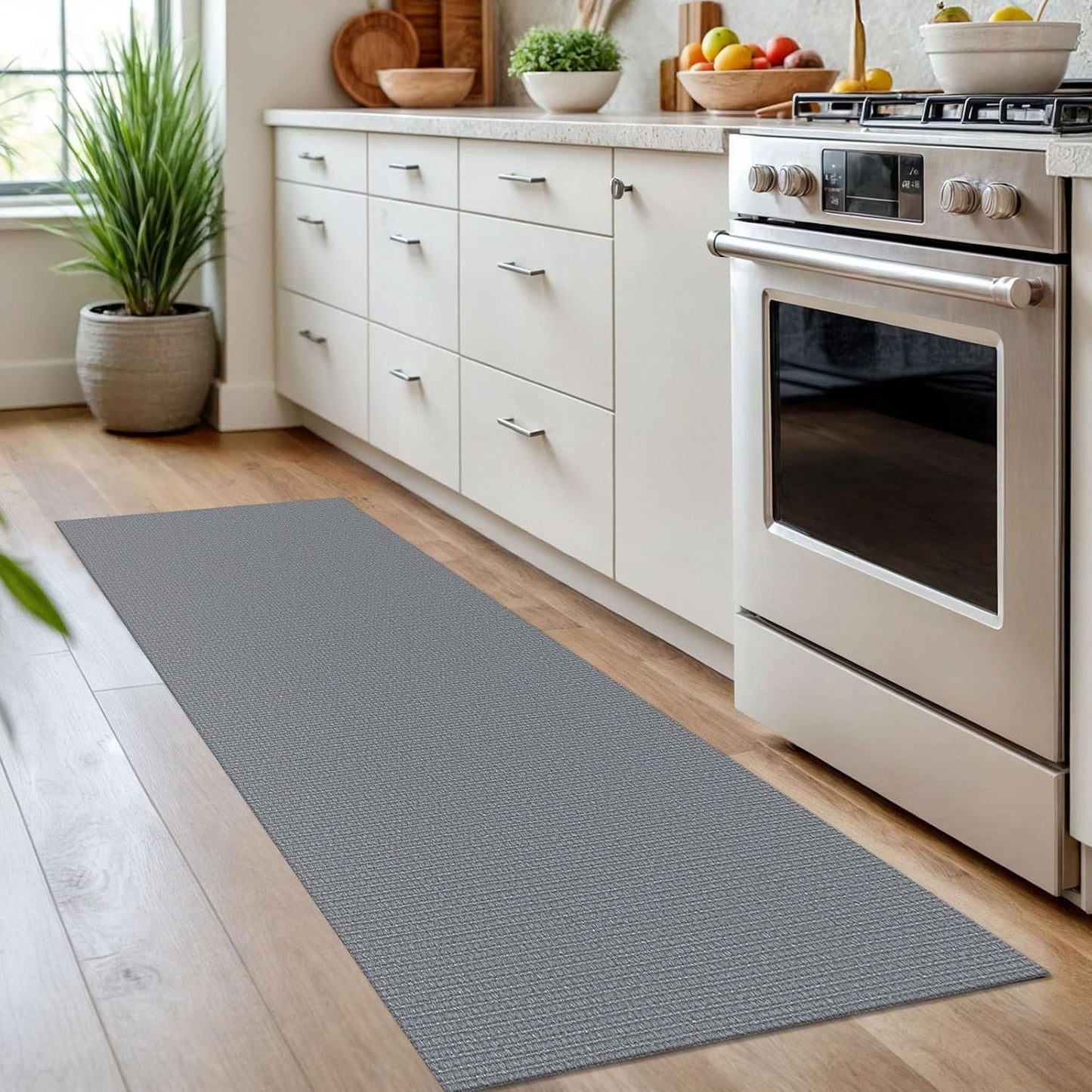 KOZYFLY Washable Runner Rug 2x7 ft Hallway Runner Non Slip Rubber Backed Kitchen Runner Rugs Bobo Entryway Runner Indoor, Carpet Runners for Hall Entrance Bedroom, Grey