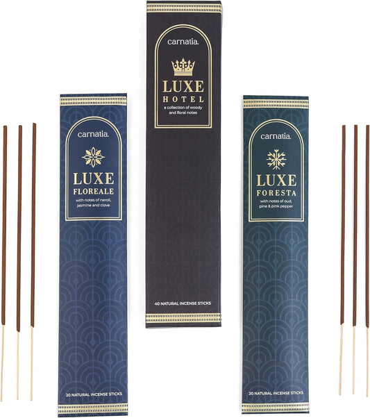 Carnatia Luxe Hotel Collection Incense Sticks – Set of 2 Premium Scents Inspired by Serene Stays & Boutique Retreats | Slow-Burning, Long-Lasting Incense for a Relaxed & Refined Home Ambiance!