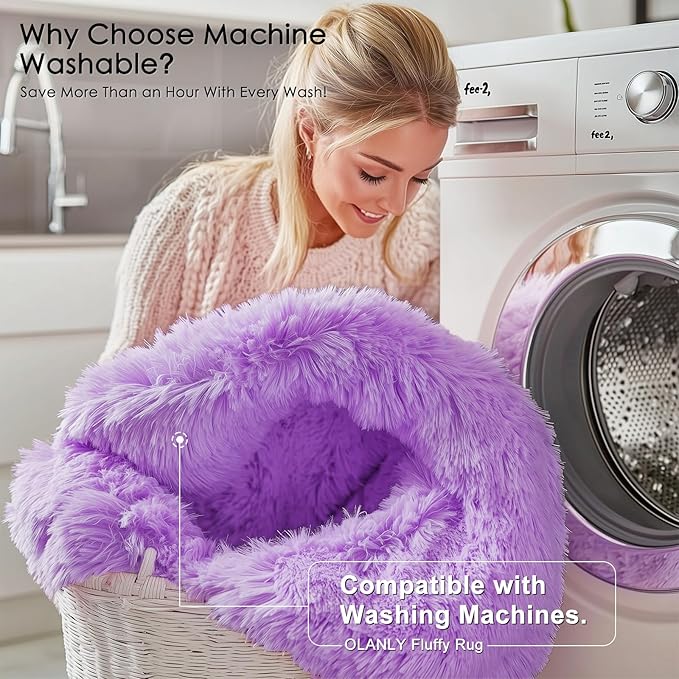 OLANLY Area Rugs for Living Room Bedroom, Machine Washable 4x5.9 ft Soft Fluffy Shaggy Bedside Rug, Indoor Floor Carpet for Kids Girls and Boys, Dorms, Nursery Rooms, Home Decor Aesthetic, Purple
