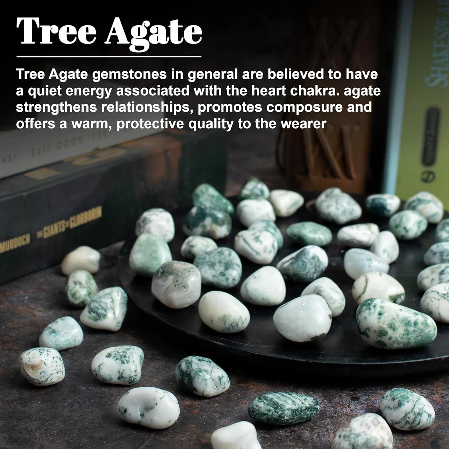 Crocon 1lb Tree Agate Tumble Stones Stones Set Pocket Crystal Healing Gemstones Balancing Tumble Collection Palm Stone Meditation Good Luck Charm Gift Craft Home Decor Size: 20-25 mm 1 LB