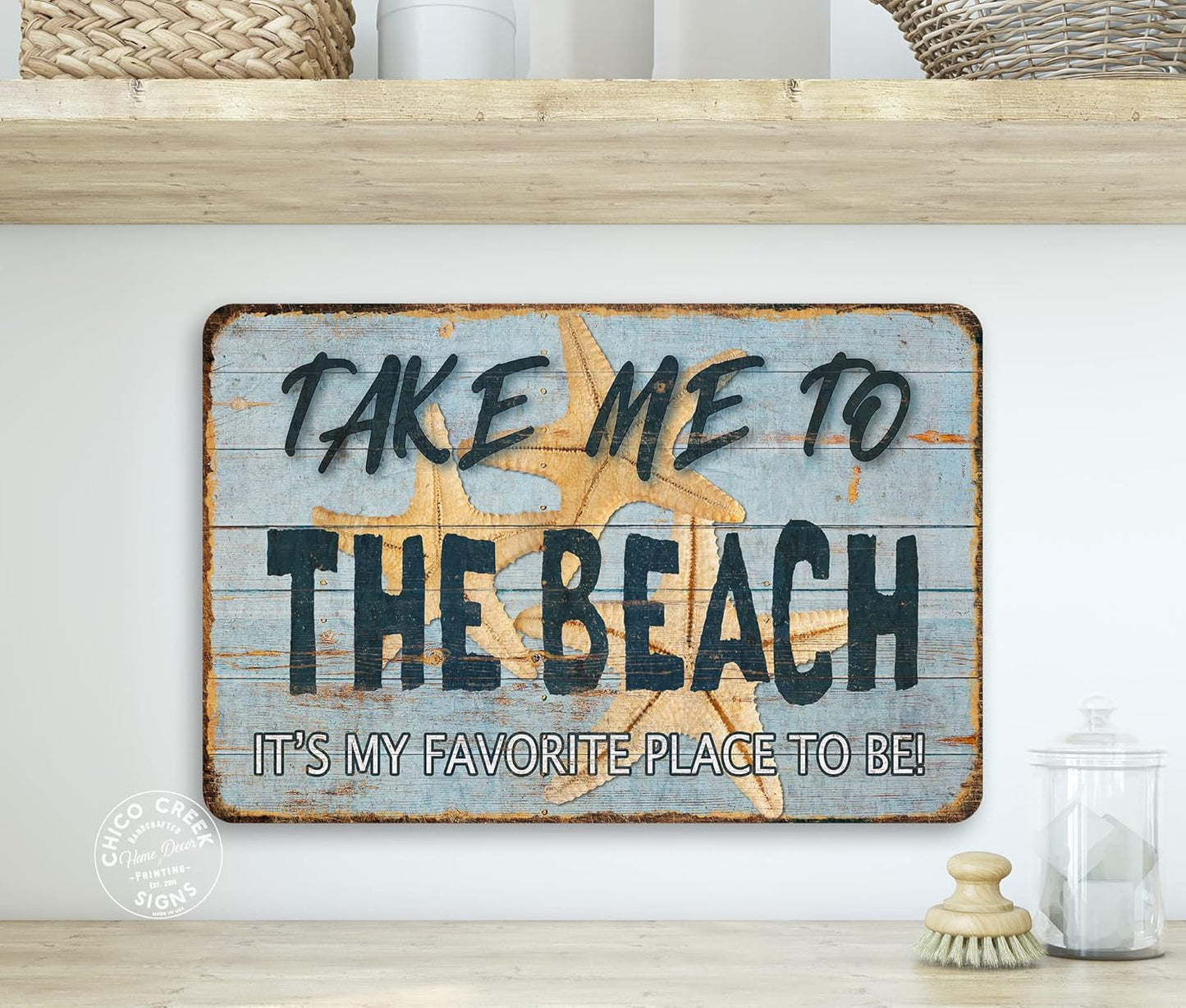 Take Me To The Beach Sign Beach Decor Ocean Decorations Nautical Signs Seashell Home Wall Gifts 8x12 108122001045