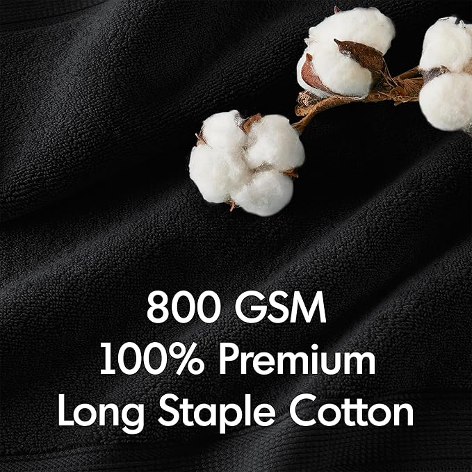 Madison Park 800GSM Bath Sheet Towel Oversized 34" x 68" 2 Pack 100% Cotton Bath Towel Set Highly Absorbent Hotel Spa Quality for Bathroom, Black