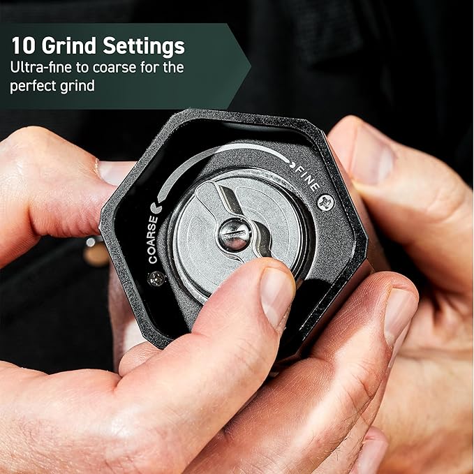 HexClad Salt and Pepper Mill Set with Adjustable Professional Grinders and No-Mess Caps