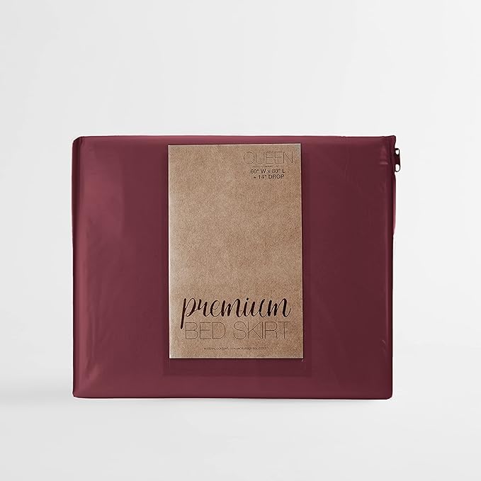 Linen Market Bed Skirt - Ultra Soft Microfiber - Easy Fit with 14 Inch Tailored Drop - Hotel Quality, Shrinkage & Fade Resistant - Bed Cover - Queen Bed Set - Bedroom Décor - (Queen, Burgundy)