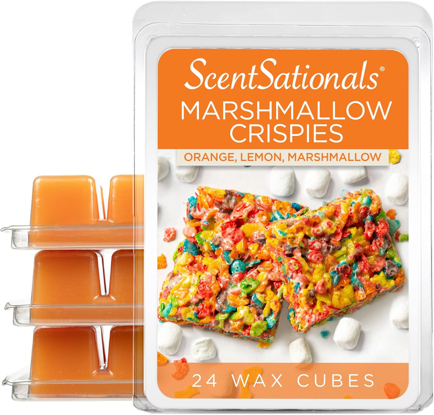 Scentsationals Wax Melts, Wax Cubes Strong Scent - Marshmallow Crispies - Long Lasting Scented Wax Melts for Warmer, 10oz (24-Cubes)