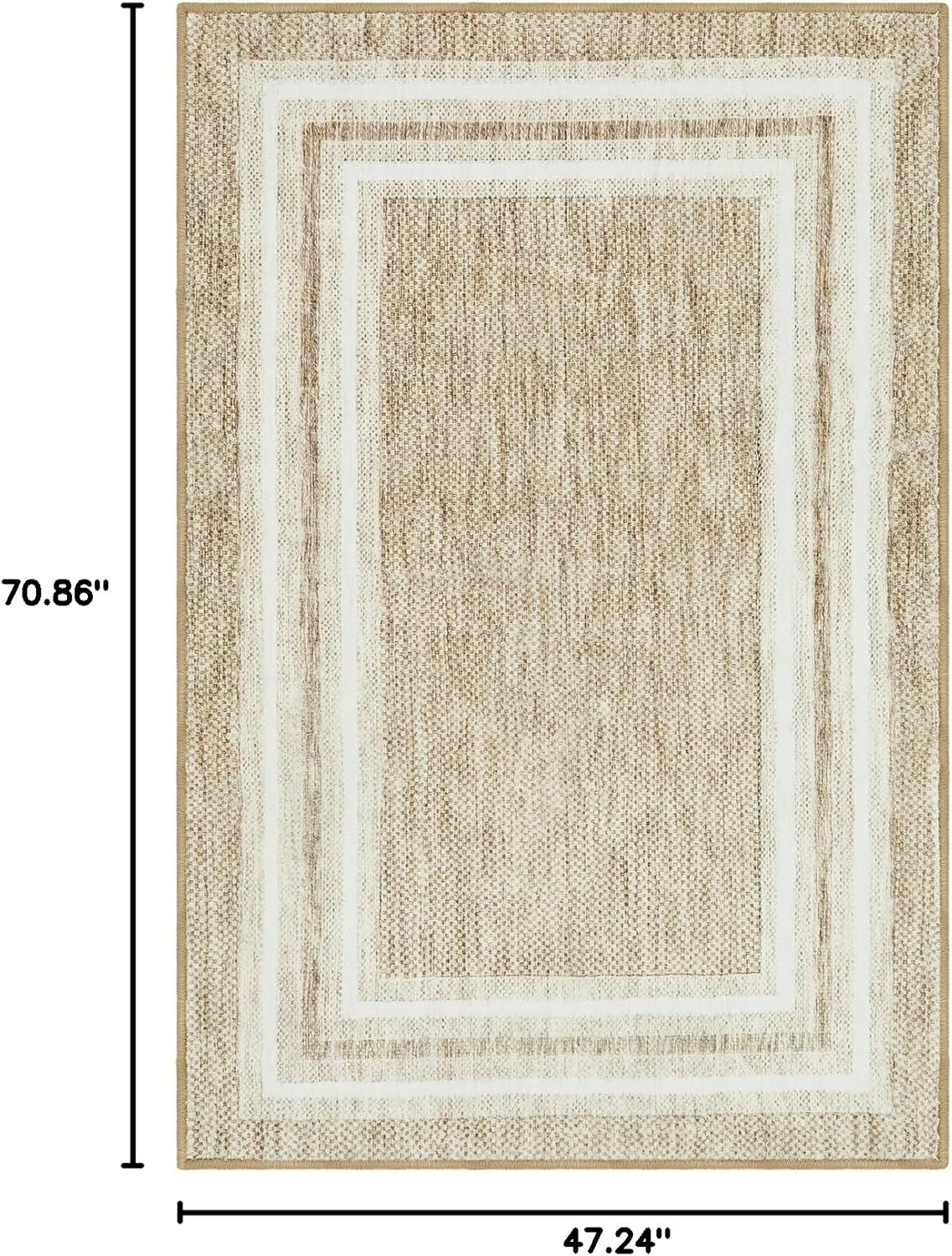 OJIA Modern Bordered Machine Washable Rugs, Printed 4'x6' Non-Slip Rug Soft Bedroom Rug Non-Shedding Floor Carpet Accent Rugs for Living Room Dinning Room Kitchen Indoor Office Foyer