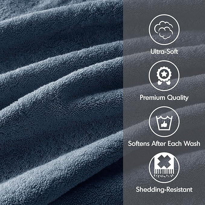 Madison Park 800GSM Bathroom Towel Set of 8 100% Cotton Bath Towel Set for Bathroom Luxurious Highly Absorbent 2 Bath Towels 2 Hand Towels 4 Washcloths Quick Dry Spa Quality Slate Blue