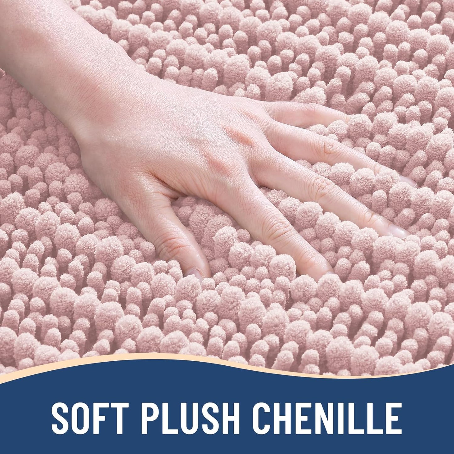 Arotive Luxury Chenille Bathroom Rug Mat, Extra Soft Thick Absorbent Shaggy Bath Rugs, Non-Slip Machine Wash Dry, Plush Bath Mats for Bathroom, Shower and Tub, 30x20, Dirty Pink