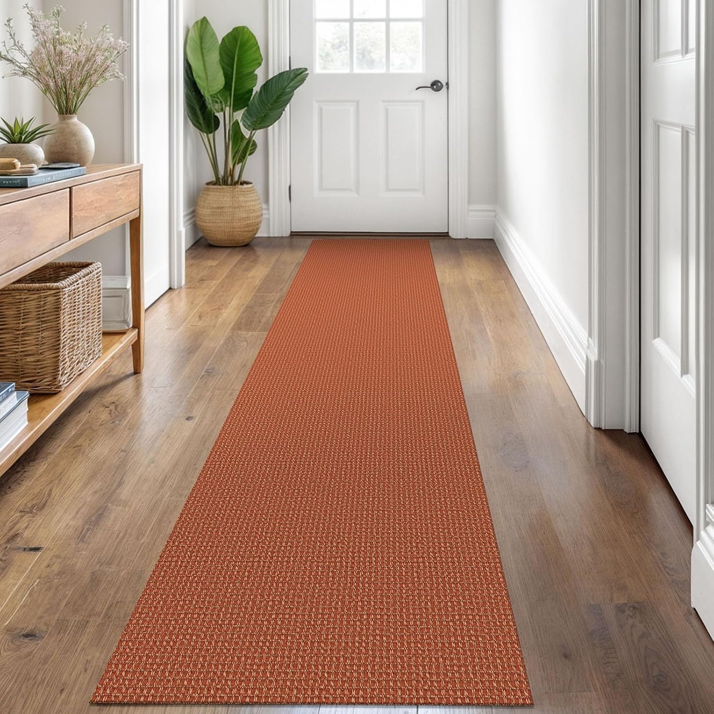 KOZYFLY Runners for Hallways 2x8 ft Washable Kitchen Runner Non Slip Rubber Backed Hall Runners Cotton Entryway Runner Rugs Floor Carpet for Indoor Backdoor Bedroom Kitchen, Orange/Tan