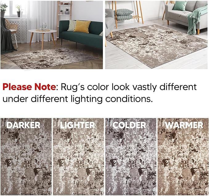 Keen Home Design Area Rugs - 10x14 Non-Shedding, Abstract Rugs for Kitchen, Living Room, Bedroom, Dining Room, Entryway - Size: 9'10" x 14', Multi