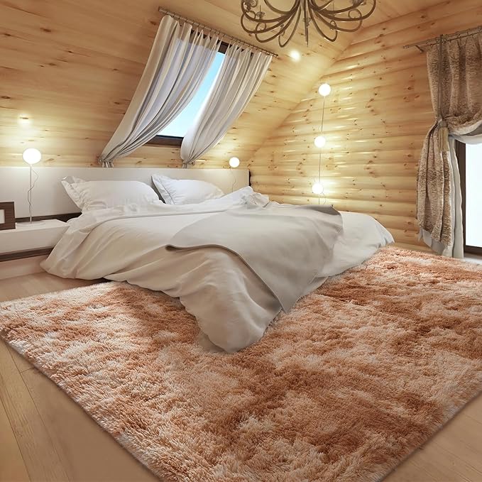 Ophanie Upgrade 5x8 Tie-Dyed Beige Rugs for Living Room, Fluffy Soft Area Rug, Shaggy Non-Slip Indoor Floor Carpet for Bedroom, Kids Baby Girls Boys Teen Dorm Home Decor Aesthetic, Nursery