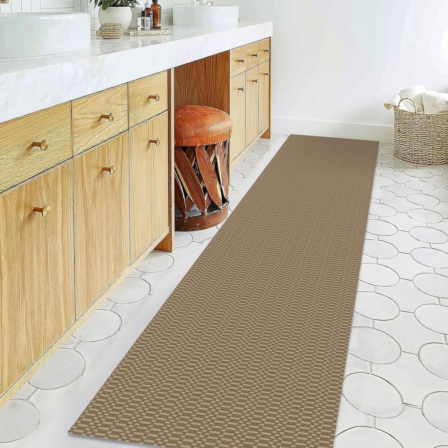 KOZYFLY Washable Runner Rug 2x8 Ft Runners for Hallway Rubber Backed Kitchen Runner Rugs Braided Cotton Entryway Runner Indoor, Carpet Runners for Hallway Entryway Bedroom, Beige/Khaki