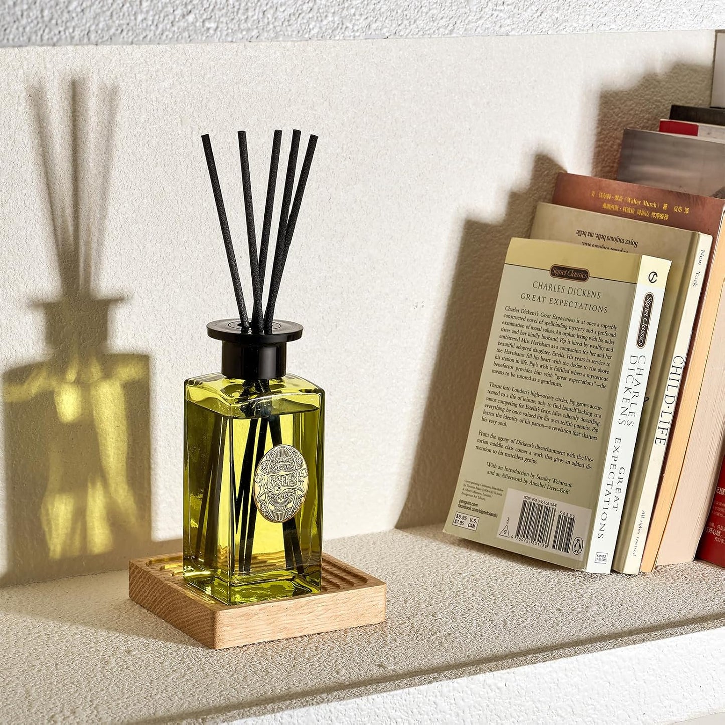 M&SENSE 6.3 oz Large Reed Diffuser Set | Eucalyptus Mint Scent Oil Diffuser with Sticks | Hotel Collection Non-Toxic Essential Oil |for Bedroom Bathroom Living Room