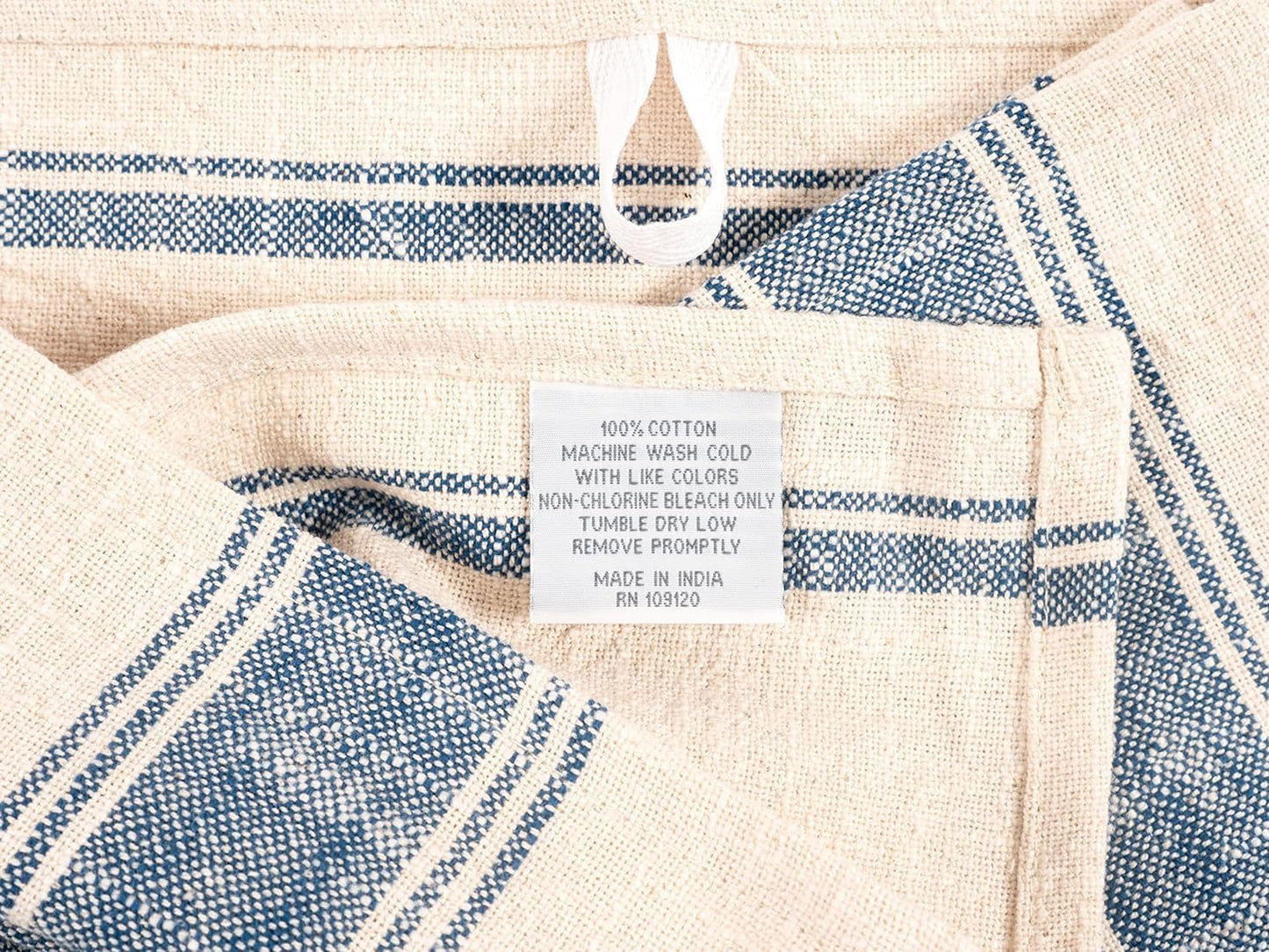 KAF Home Natural Rustic Farmhouse Slubbed Kitchen Towel | 100% Cotton Dish Towel, 18 x 28 Inches | Soft and Absorbent (Navy, Set of 4)