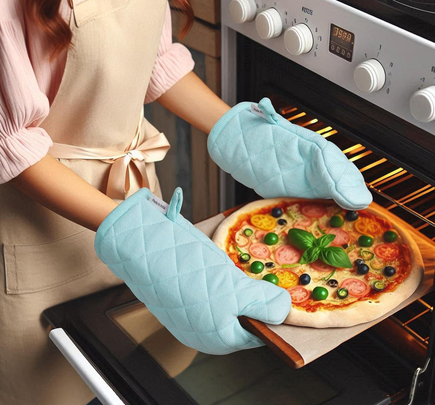 LANE LINEN Kitchen Towels and Dishcloths Sets - 20Pc Kitchen Towel Set, 350 Degree Heat Resistant Oven Mitts & Pot Holder, Reusable Absorbent Dish Cloths for Washing Dishes - Aqua