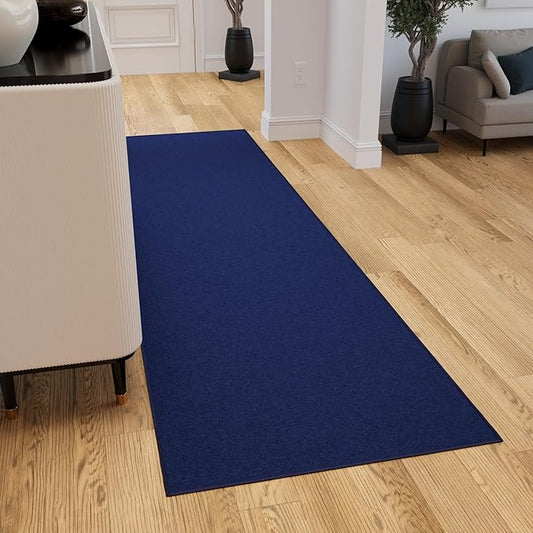 Ottomanson Hallway Runner Rug 2'7" x 9'10" Non Slip Solid Area Rugs Easy to Clean Laundry Rug Runner Durable & Pet Friendly Floor Carpet Runners for Hallways Entryway Living Room Kitchen, Navy