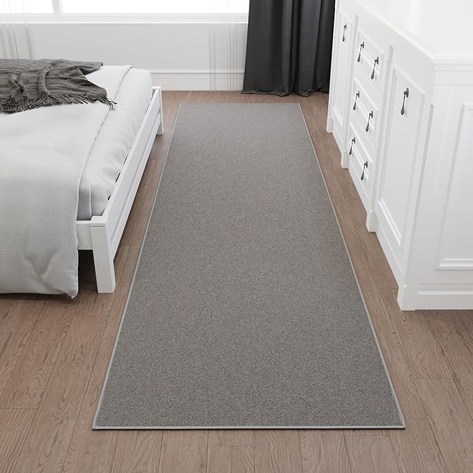 Ottomanson Hallway Runner Rug 2'7" x 9'10" Non Slip Solid Area Rugs Easy to Clean Laundry Rug Runner Durable & Pet Friendly Floor Carpet Runners for Hallways Entryway Living Room Kitchen, Gray
