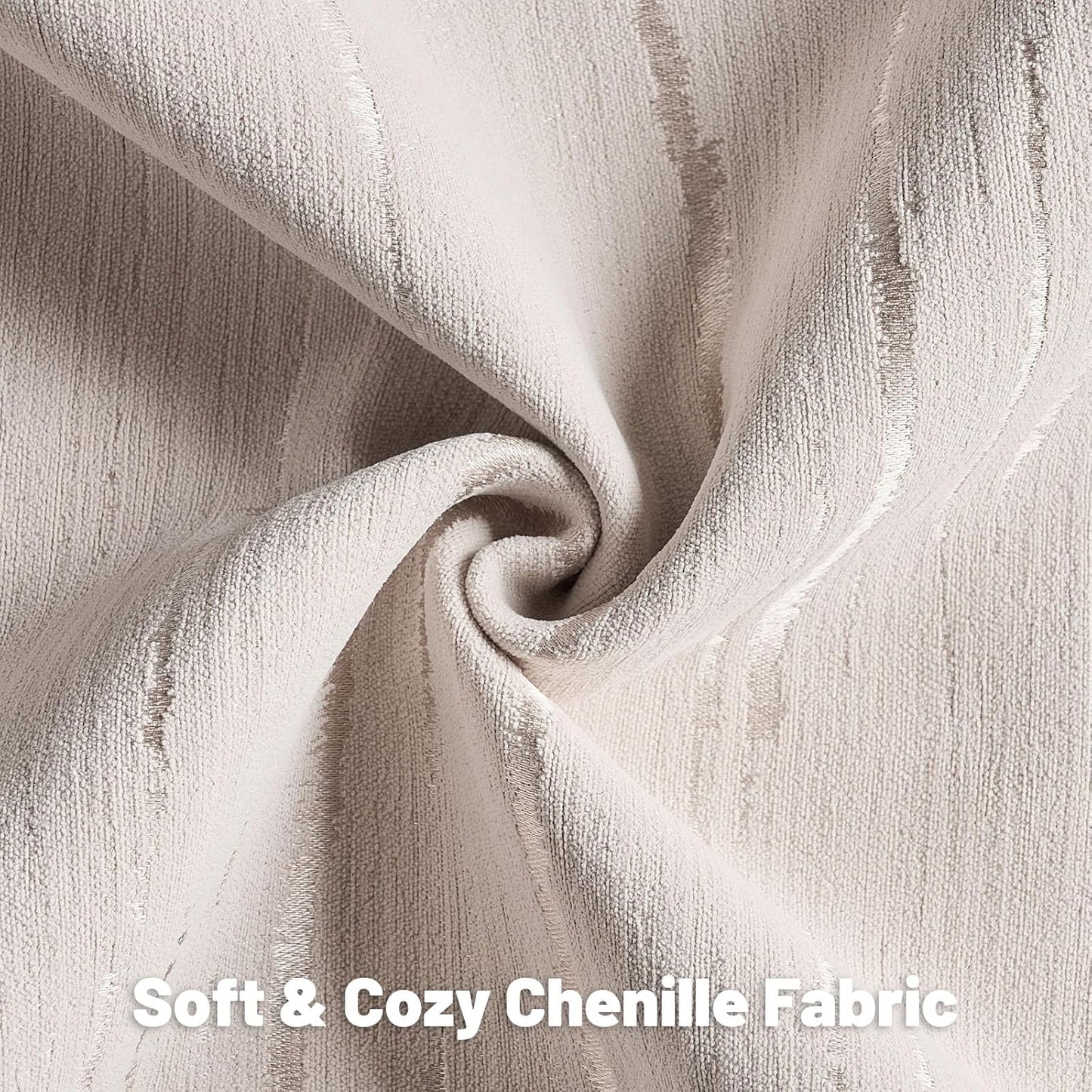 FUTEI Beige Chenille Decorative Throw Pillow Covers 26x26 Inch Set of 2,Soft Embossed Striped Textured Euro Pillow Shams,Modern Home Decor for Couch Bed Living Room