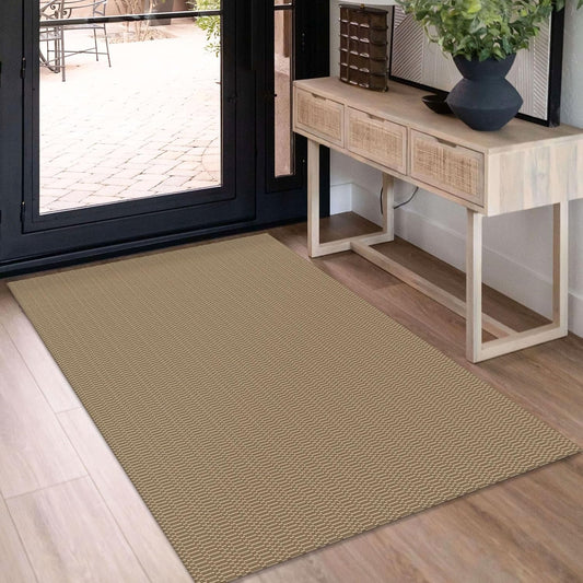 KOZYFLY Washable Entryway Rug 3x5 Ft Area Rugs Cotton Rubber Backed Throw Rugs Indoor Door Mat Kitchen Rugs Braided Floor Carpet for Front Entrance Bathroom Kitchen Living Room, Beige/Khaki
