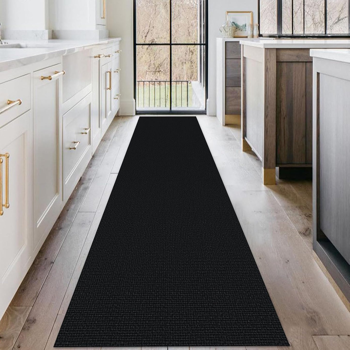 KOZYFLY Washable Runner Rug 2x10 ft Hallway Kitchen Runner Rugs with Rubber Backing Bobo Non Slip Entryway Runner Indoor, Long Carpet Runners for Hall Kitchen Entryway, Black