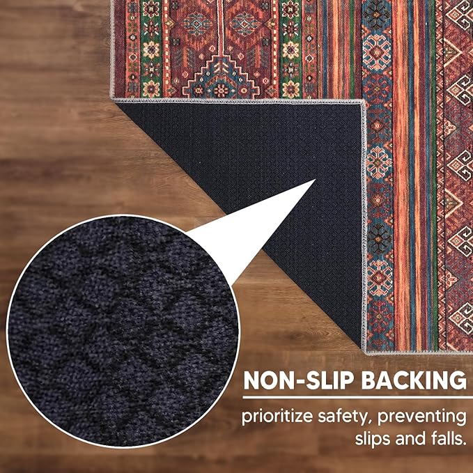 Keen Home Design 2x10 Rug - Machine Washable Runner with Non-Slip Backing, Ideal for Hallway, Entryway, Kitchen, Laundry Room - Vintage, Easy Clean, Durable, Low Pile Rug - (2'6" x 10')