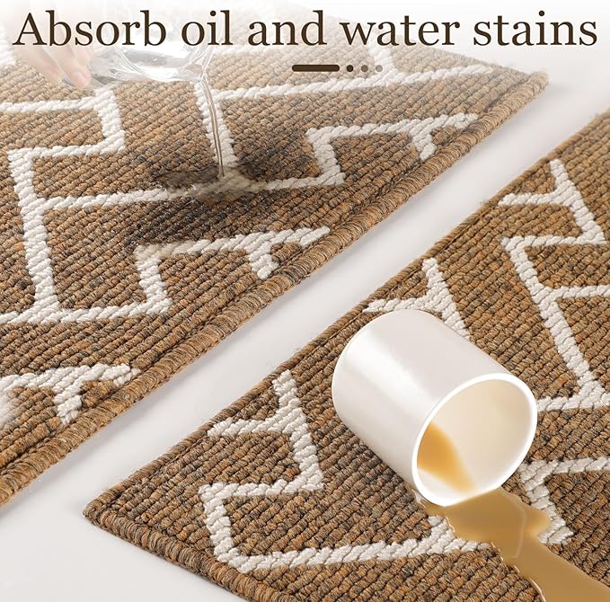 hicorfe Kitchen Rugs and Mats,Kitchen Mats for Floor,24"x35" Non Slip Runner Rug,Absorbent Resist Dirt Comfort Standing Mat Machine Washable for Entryway,Hallway,Front of Sink(Brown)