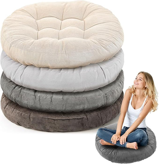 Jerify 4 Pcs Floor Pillow Cushions 22 x 22 Inch Round Square Large Meditation Floor Pillow for Classroom Adult Meditation Picnic Party Cushion for Seating Gift Christmas(Graded Grey,Round)